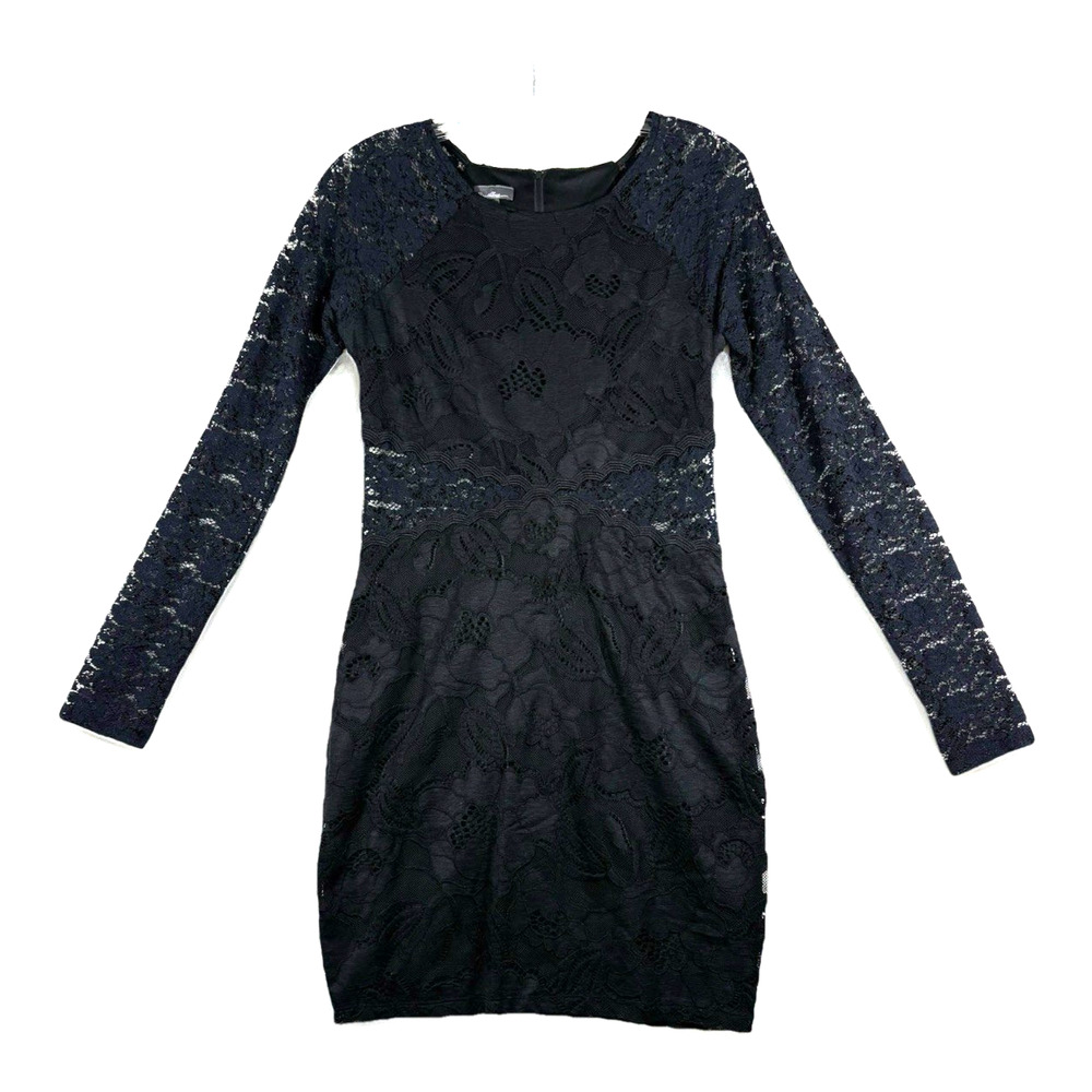 Breathless Black Dress Women's Size 9 Lace Long Sleeve Cocktail Goth Vamp Spooky